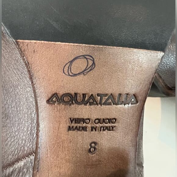 Aquatalia Women’s Brown All Leather Almond Toe Block Heel Zip up Ankle Boots 8 - Picture 9 of 9
